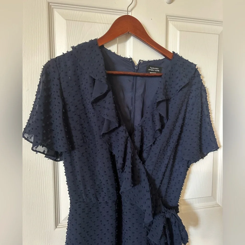 Tahari Midnight Blue Textured Dress - Picture 3 of 4